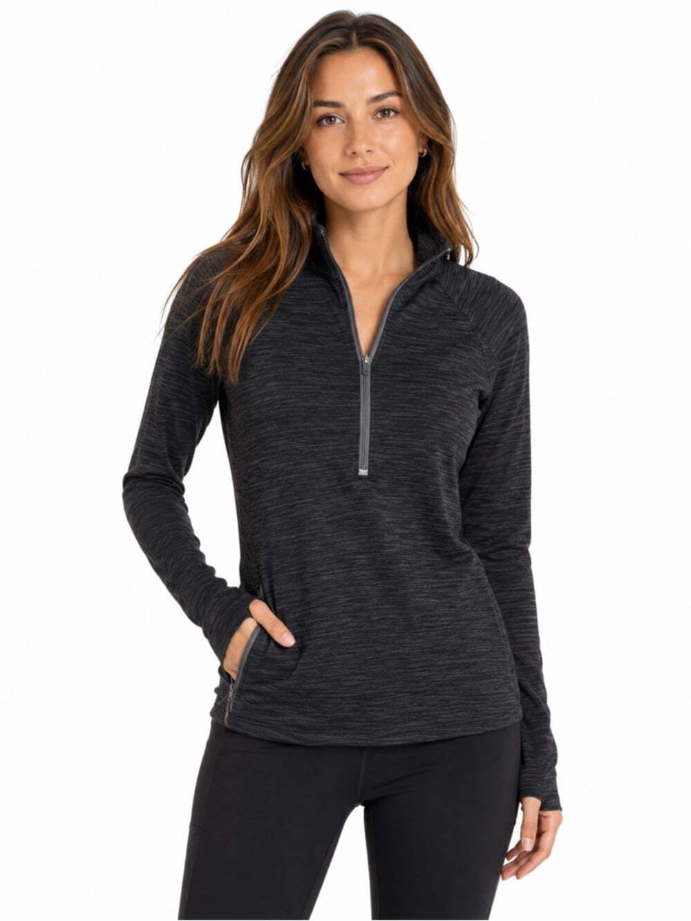 Athleta Women’s Grey Performance 1/4 Zip Casual Pullover Sweater Activewear